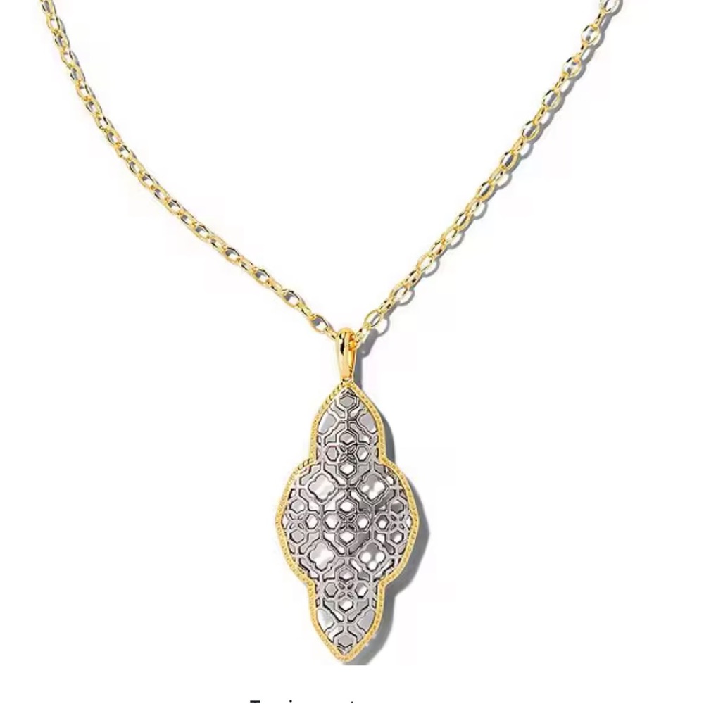 Kendra Scott Elegant Abbie Long Gold and Silver Pendant Necklace